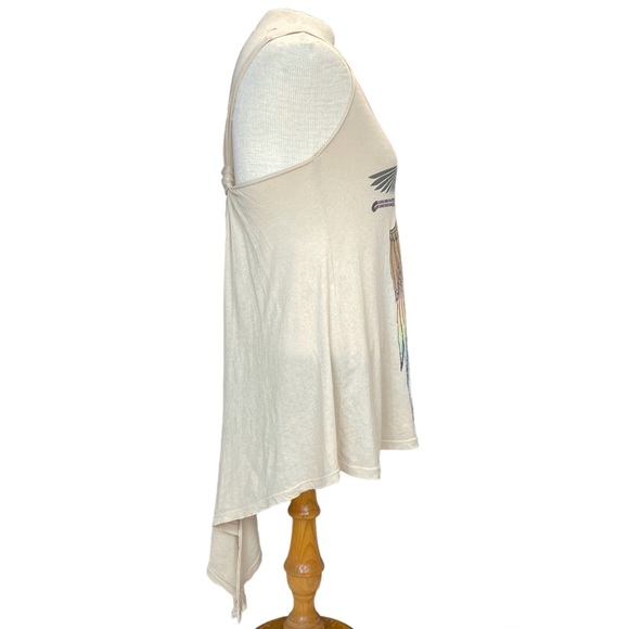 Wildfox Rainbow Light Feather Open Back Tank Top in Tan Size Small - Picture 4 of 11
